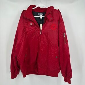 Blue Route Mens Vintage Satin Bomber Jacket Size 4XL Old School Varsity Red Coat